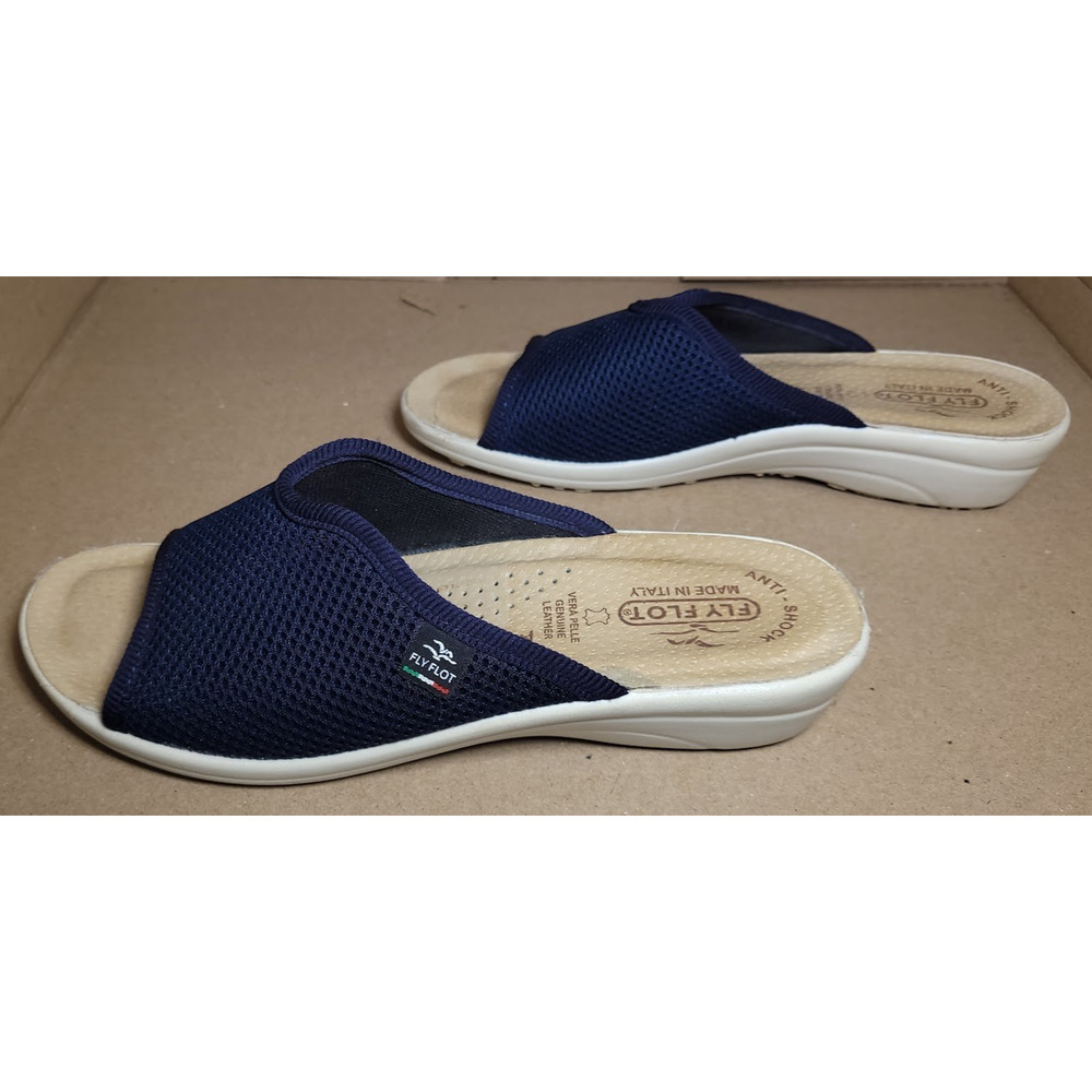 Fly Flot Sandals New Women's US Size 7.5 Black Slip On Mesh Made In Italy